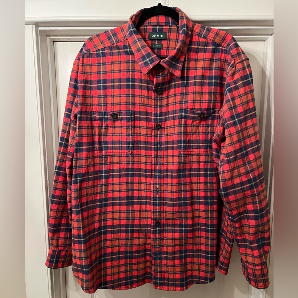 Orvis Red and Blue Flannel Shirt